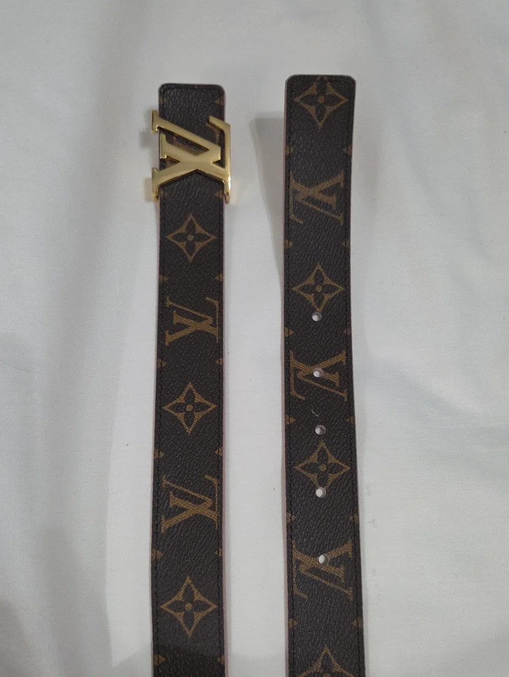 Reversible Louis Vuitton Pink/Brown Monogram Belt Gold LV Buckle